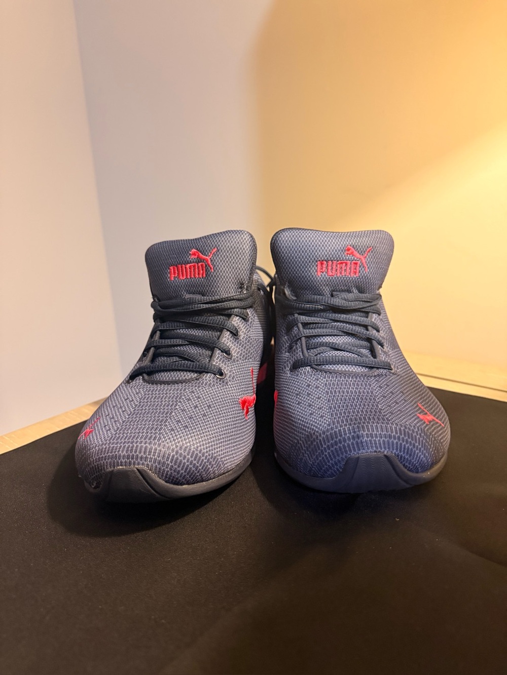 Puma Navy Sneakers with Pink Logo Accents